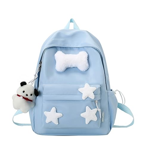 Y2K Backpack Star Backpack Preppy Backpack with y2k Accessories Cute Kawaii Backpack Kawaii Stuffs (blue)