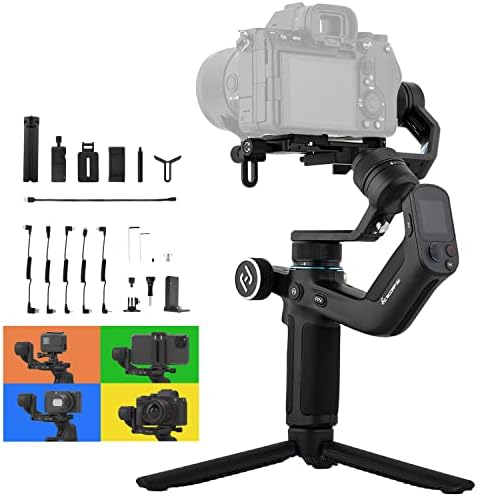 All in 1 Camera Gimbal Stabilizer - FeiyuTech SCORP Mini, Handheld Video Stabilizers for Mirrorless Camera, Gopro & Smartphone, 2.6 lb Payload, for Sony/Canon/Panasonic/Nikon/Fujifilm