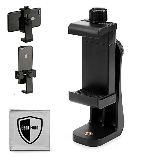 GearFend Heavy Duty Rotating Universal Smartphone Tripod Mount for iPhone Xr Xs Max X 8, 8+, 7, 7 Plus, 6, 6 Plus, Samsung Galaxy Phones, and Many More. Plus Microfiber Cloth
