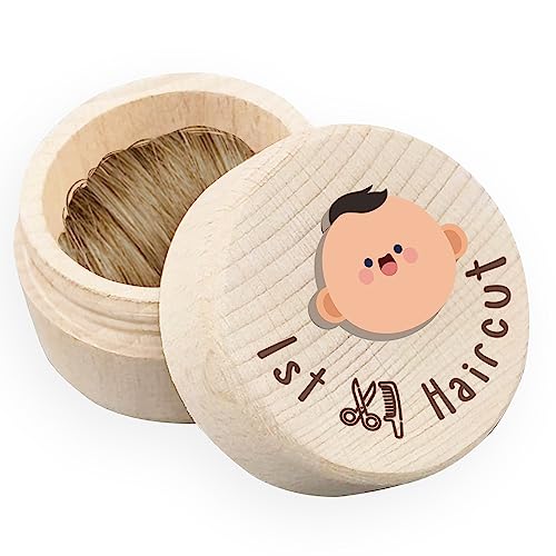 Fetal Hair Collection Wooden Box, Baby Keepsake Box for First Hair, Wooden Hair Box, Cute Lost First Haircut Keepsake Holder, Baby Toddler Hair Case for Baby Shower Birthday Gift for Boy