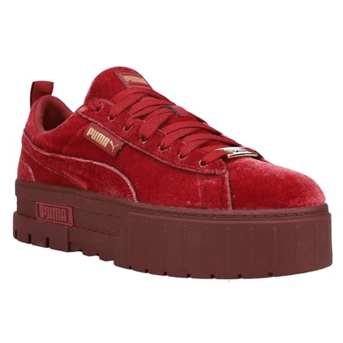 PUMA Womens Mayze Velvet Logo Platform Sneakers Shoes Casual - Red2
