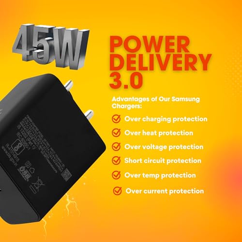 Image of 45W Powerful Type C Super-Fast Charger Adapter for Samsung Galaxy S25 Ultra /S24 Ultra /S24+ /S23 Ultra /S23+ /S22 Plus /S20 / Tab S9 /S8 Ultra / (Only Adapter)