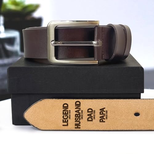 Personalized Dad Belt Legend Husband Dad Papa - Custom Fist Bump Engraved Leather 2 Sided Belts, Customized Handmade Belt, Gift For Husband on Father's Day, Fathers Day Gift From Wife3