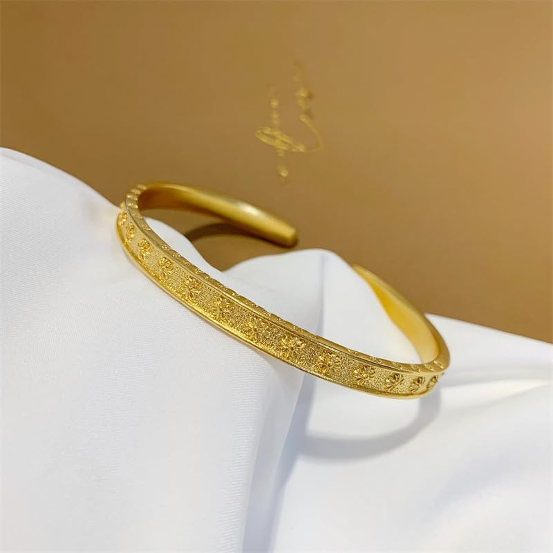 Gold Plated Adjustable Cuff Bangle Bracelet for Women, Elegant Bangle Jewelry Gift for Valentines Day, Mothers Day, Birthday, Anniversary, Christmas Gift for Her - Image 4