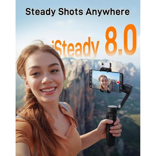 Image of Hohem iSteady V3 Gimbal Stabilizer, Magnetic AI Tracking, Removable Remote, 3-Axis Smartphone Gimbal with Built-in Telescopic Rod and Tripod, Perfect for Content Creators (White)