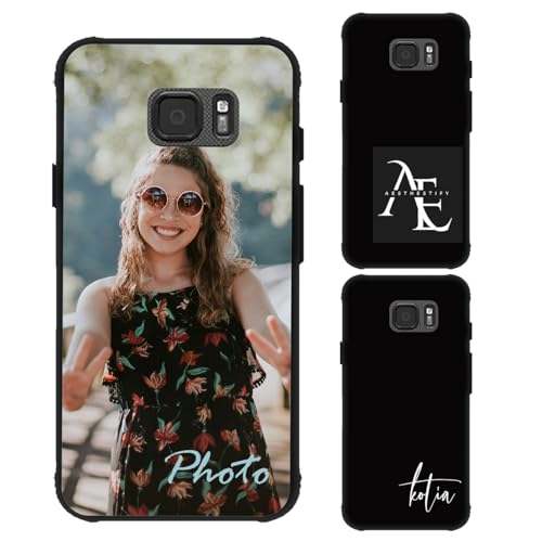 Custom Case Compatible with Samsung Galaxy S7 Active Personalized Photo - Customized Picture Logo Text Phone Cover, Protective Silicone TPU, Slim Soft Shell Unique Gift, Black