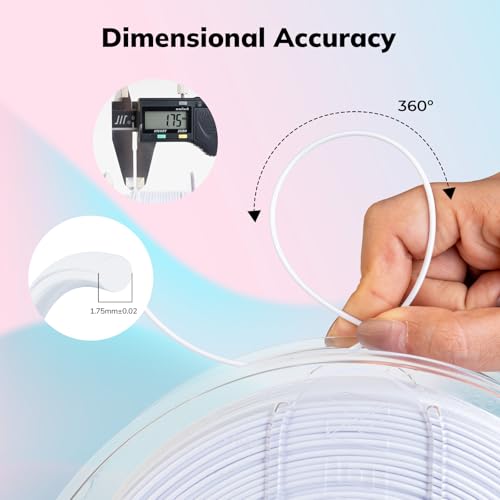 Image of AMOLEN Rapid PETG Basic 3D Printer Filament 1.75mm + /-0.02mm,500mm /s High Speed Strong Toughness White 1KG /2.2lb