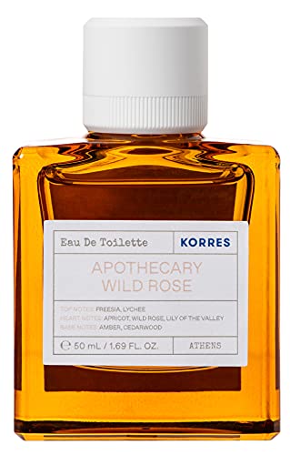 Image of KORRES Eau de Toilette, Apothocary Wild Rose Fragrance, Unisex, 1.69 fl. Oz | With Freesia & Lychee Top Notes, Apricot, Wild Rose, Lilly of the Valley, Amber & Cedar-Wood Scent for Women and Men