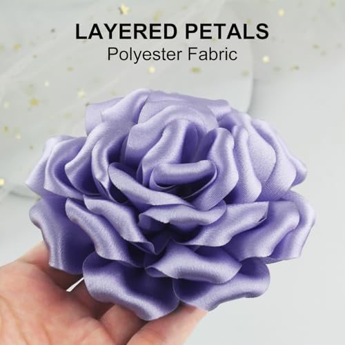 Image of 4.3 inch Red Rose Hair Clip Large Flower Brooches for Women | Charming Flowers Pins for Clothes | Turn Heads with Stylish Rose Hair Clip Flower Brooch Pin for Clothes & Clips for Woman