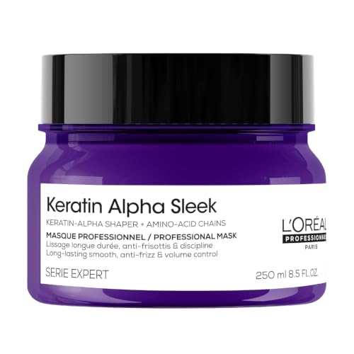 L’Oréal Professionnel, Mascarilla Keratin Alpha Sleek, Anti-Frizz, Control del Encresapamiento y Volumen. Hidrata y Nutre el Cabello, Apto para Todo Tipo de Cabello, 250 ml