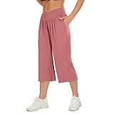 SICVEK Womens Capri Pants High Waist Yoga Lounge Wide Leg Casual Loose Crossover Summer Capris with