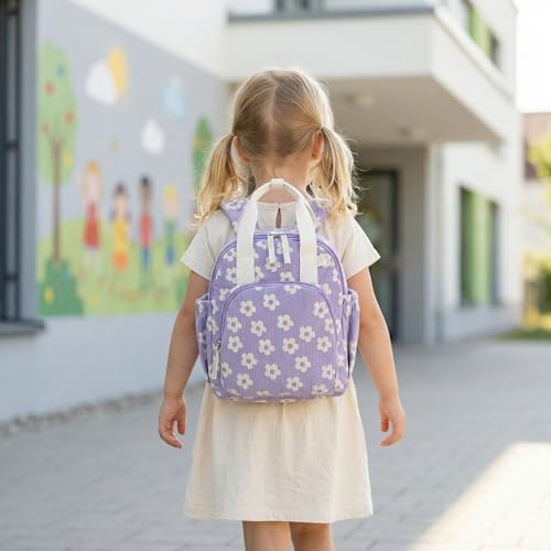 LEDAOU Sac à dos imperméable pour enfants de 2 à 4 ans, pour crèche et école, garçons et filles, Fleur violette, petite – vue 2