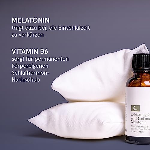 Schlaftropfen mit Melatonin und Hanfsamenextrakt | 100% natürliche Tropfen in Apothekenqualität | Verkürzung der Einschlafzeit | Jetlag Linderung | 30ml – Bild 5