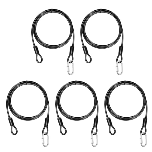 PATIKIL cadenas câble double boucle 3/16"x4.9' noir 5