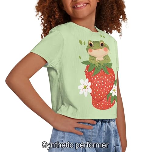 Image of Frog Shirt for Boys Girls 7Y-8Y Short Sleeve Graphic T-Shirts Casual Crewneck Tops for Kids Girls Strawberry T-Shirt Summer Clothes Pullover Shirts Outfits,Green Size 10 12, X-Small
