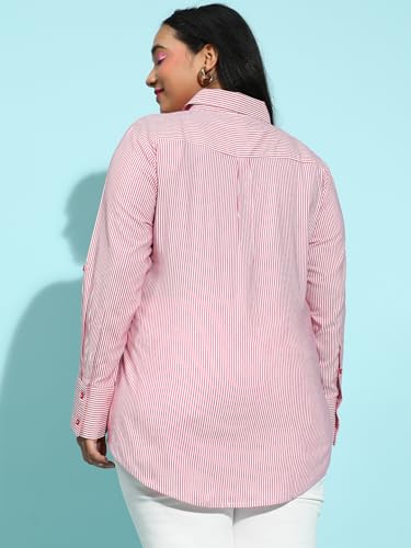 Image of Women Cotton Comfort: Plus Size Yellow Striped Shirt Out Door Dailywear Foram XL /2XL /3XL /4XL /5XL /6XL /7XL /8XL.