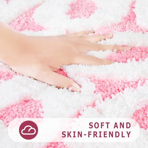 Image of TOIVO You Look Good Bath Mat - Stylish Funny Pink Bathroom Rug with Cute Words, Absorbent & Non-Slip - 25x21 inch (Pink)