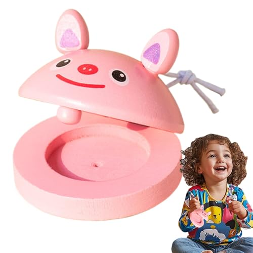Dgayaeic Castagnettes à Doigts en Bois,castagnettes à Main,Tableau de Clap de Rythme à Motif Animalier avec Ficelle | Jouets d'éducation précoce pour garçons et Filles à partir de 3 Ans, castagnettes