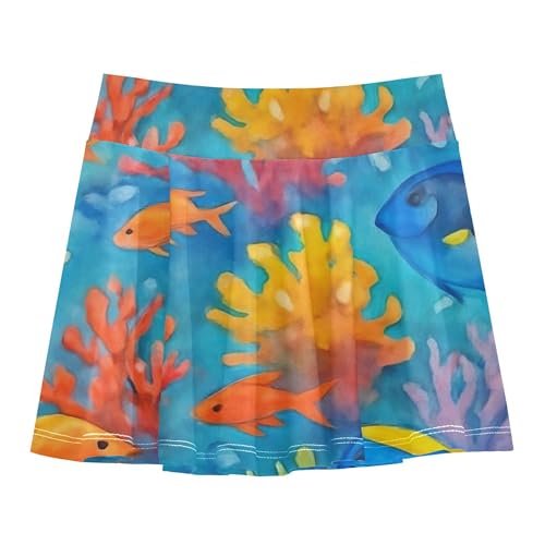 Joisal Vibrant Underwater Coral Fish Girls' Shorts Athletic Skorts Toddler Tennis Skirts Cool Pink Flowy Skort 3t