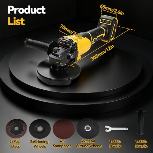 Amoladora angular con batería de 125 mm sin escobillas y 800W para cortar y lijar 3