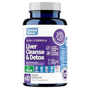 28-in-1 Liver Cleanse with Milk Thistle, Artichoke & Apple Cider Vinegar – Liver Cleanse Detox & Repair Heath Formula Liver Support Supplement 60 Vegan Capsules