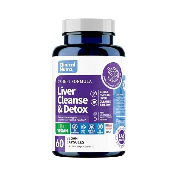 28-in-1 Liver Cleanse with Milk Thistle, Artichoke & Apple Cider Vinegar – Liver Cleanse Detox & Repair Heath Formula Liver Support Supplement 60 Vegan Capsules