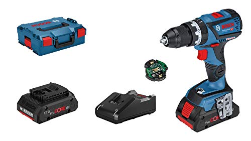 Bosch Professional 18V System Akku Schlagbohrschrauber GSB 18V-60 C (max. Drehmoment (weich/hart): 31/60 Nm, inkl. Connectivity-Modul, 2x4.0 Ah ProCORE18V Akku, Ladegerät GAL 18 V-40, in L-BOXX)