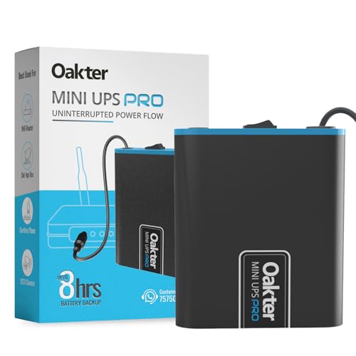 Oakter Mini UPS PRO for High Capacity WiFi Routers 12V & Upto 3A | Battery 4000 mAh | Power Backup Upto 8 Hours | Support Jio, Airtel & Other Routers | Current Surge & Deep Discharge Protection |