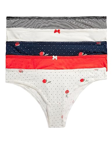 Image of Marks & Spencer Womens Cotton Blend Printed Low Rise Brazilian Knicker (Pack of 5)