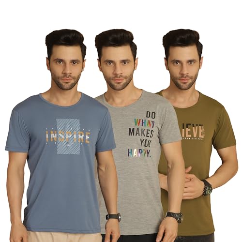 Image of Mack Jonney Printed Round Neck Cotton Regular Fit Half Sleeves Tshirt for Men(Pack of 3)-MACK635360