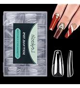 Long Coffin Nail Tips, 216pcs Acrylic Ballerina Fake Nails Soft Gel Nail Tips, Full Cover Pre-Sha...