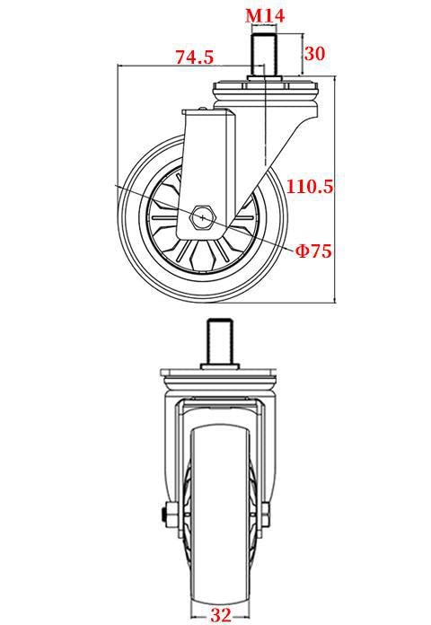 Roulette M14 avec frein pour déplacer facilement vos meubles et ateliers - 3