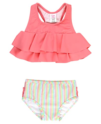 Image of RuffleButts Baby/Toddler Girls Cropped 2-Piece Sleeveless Tankini Swimsuits with UPF50+ Sun Protection