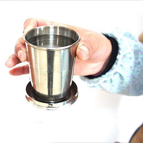 KINTIN Portable Stainless Steel Collapsible Travel Cup/Mug/Glass/Tumbler, Leakproof Foldable Steel Glass for Travel Outdoor, Camping Drinking Glass with lid 1