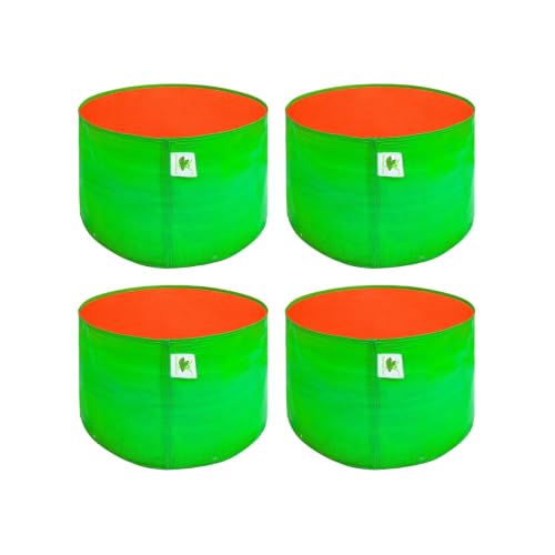 Image of Sow and Grow HDPE UV Protected 270 GSM Round Grow Bags for Terrace and Backyard Gardening Planters for Vegetable, Flower, Herbs and Fruits Green Color, Reusable Plant Bags (18x24 INCH, 4)