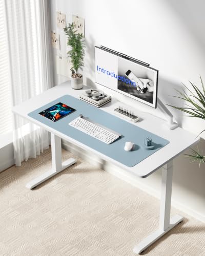 Image of YSAGi Leather Desk Protector, Office Mat, Large Mouse Mat, Non-Slip PU Leather Blotter, Laptop Desk Mat, Waterproof Writing Pad for Office and Home(Ice Blue, 42 inch x 17.2 inch)