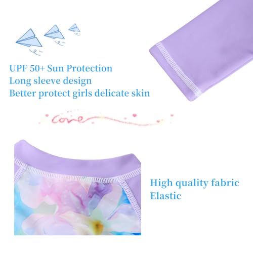 Image of UMELOK Girls Long Sleeve Rash Guard One Piece Swimsuits with UV Protection Sunsuit
