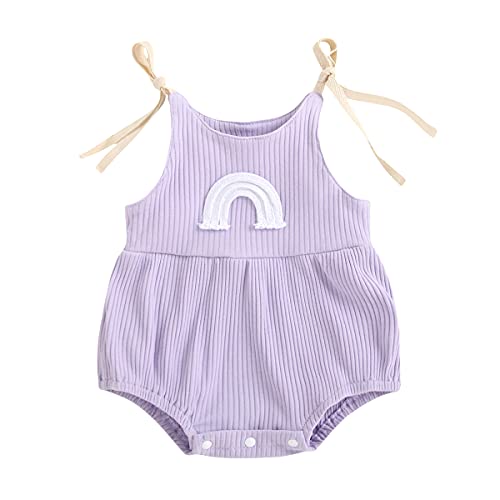 Image of JLKGICF Infant Newborn Baby Girl Floral Romper Kids Spaghetti Strap One Piece Jumpsuit Shorts Toddler Summer Overall Clothes