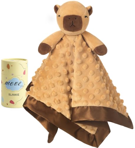 Image of Baby Lovey Security Blanket, loveys for babies Soft Capybara Stuffed Animal Snuggle Toy, Baby Shower Registry Search Receiving Blankets for Newborn Infant Essentials Gifts for Boys Girl, Brown 16 Inch