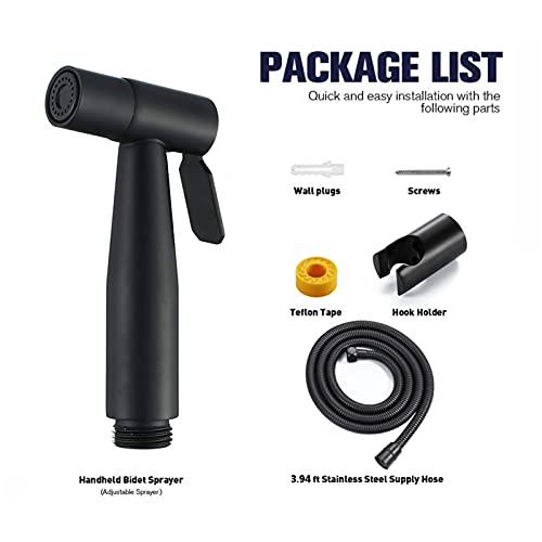 Robinet de bidet de toilette noir avec jet réglable haute pression