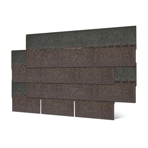 Roofing Shingles for Roof House Repair Tiles Shed Decor,Asphalt Shingles (Brown 3-Tab...