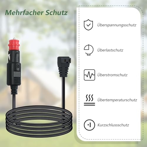 KFZ Kühlbox Ersatzkabel DC12V 10-16 Ampere des Stroms 3 Meter, für Kühlbox Dometic, Alpicool, Waeco CF, ARB, Setpower, ICECO, Zigarettenanzünder stecker Ersatzkabel Kühlbox Kable