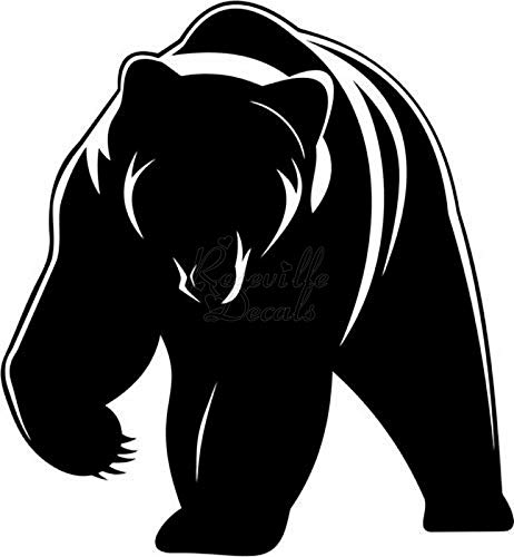 Grizzly Bear Vinyl Decal Sticker for Home Office Decor Vehicle Window Sign Size- [8 inch] / [20 cm] Tall and Color- Matte Black
