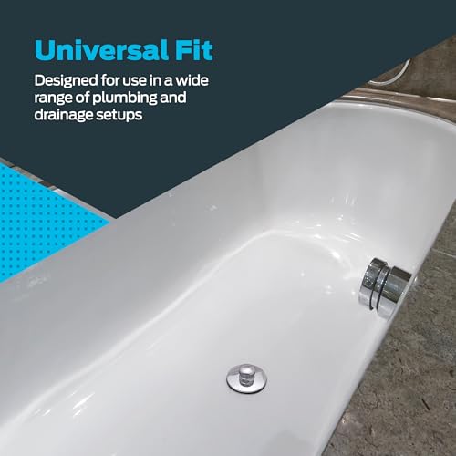 Image of EZ-FLO Bathtub Drain Stopper, Lift and Turn Tub Drain Replacement with Rubber Seal, 3 /8 Inch Brass Stem, Chrome Plated, 35255