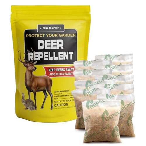 fcesiweg Deer Repellent Outdoor, Rabbit and Deer Repellent for Plants, Rabbit Repellent Outdoor, Bunny Repellent, Deer Away, Keep Deer & Rabbit Out of Yards, 90 Days Protection, 10 Packs