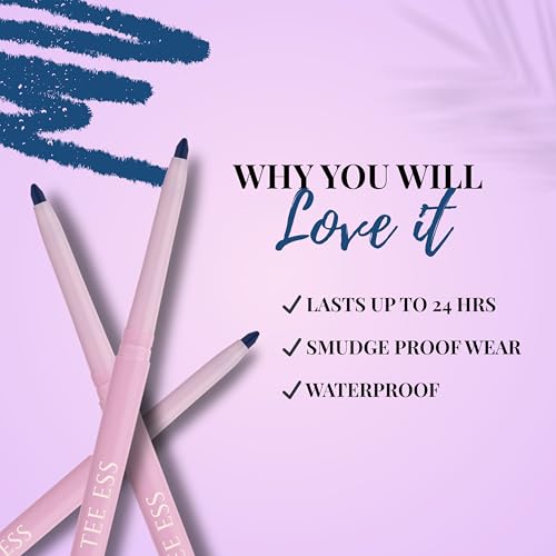 Image of TEE ESS Long Stay Kajal | Retractable Pencil | Waterproof, Smudge Proof | Intense Blue Color | 24H Long Lasting | Smooth One-Stroke Application | With Vitamin E | Twist-Up Blue Kajal | 0.30 gms