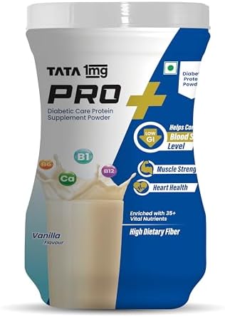 Tata 1mg Protein+ Diabetic Care Powder With Vital Nutrients To Manage Blood Sugar, Weight & Strength,400gm, Vanilla Flavour