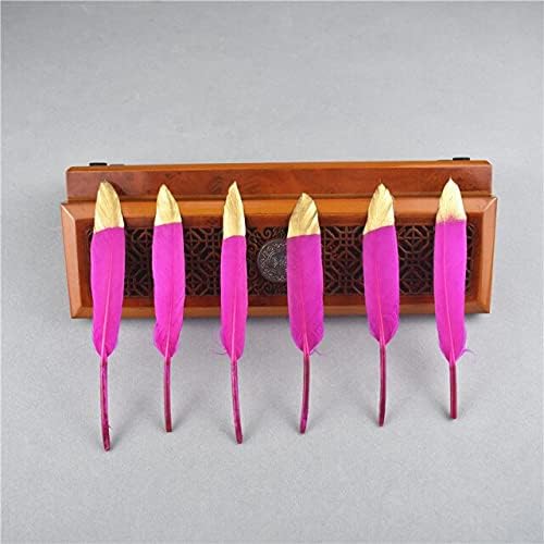 Zamihalaa 50pcs/lot Golden Duck Feathers 10-15CM DIY Feathers for Jewelry Making Wedding Decoration Accessories Plumes Crafts hat Material - Rose Red Gold - 100pcs