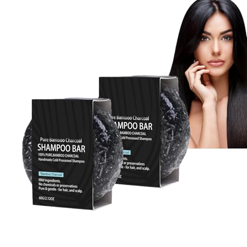 Dyceittdia 2pcs Jabón Champú de Carbón de Bambú, Jabón Champú Anticaída de Carbón de Bambú, Limpieza profunda del cuero cabelludo, Mejora el cabello seco, 2pcs*60g, soap