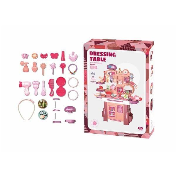 ZentroNest 42-Piece Kids Vanity Makeup Pretend Play Set Fashion Beauty Toy Table for Girls Role Play Beauty Salon Toy 4